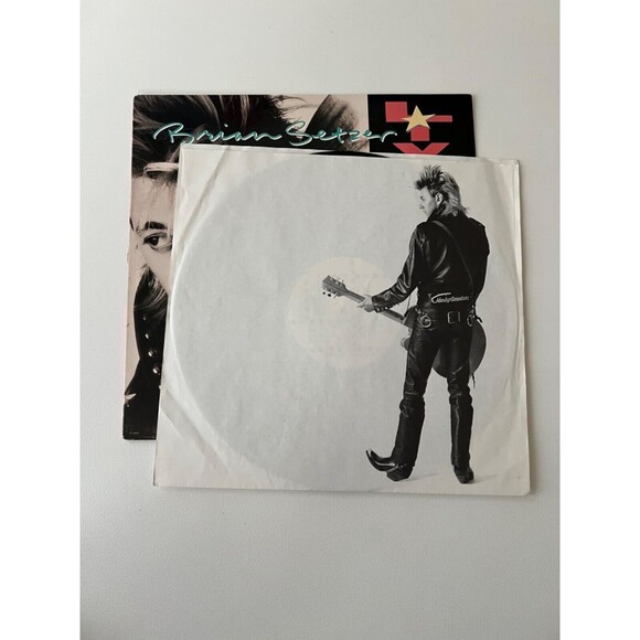 Brian Setzer Live Nude Guitars LP 1988 EMI E1-46963 Original Inner Sleeve EX - Picture 4 of 9